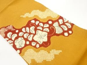 ふくれ織絞り変わり道長取に花葉模様名古屋帯